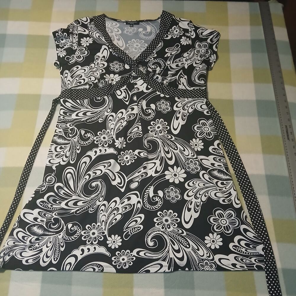 Notations Black And White Floral Dress Size 1x